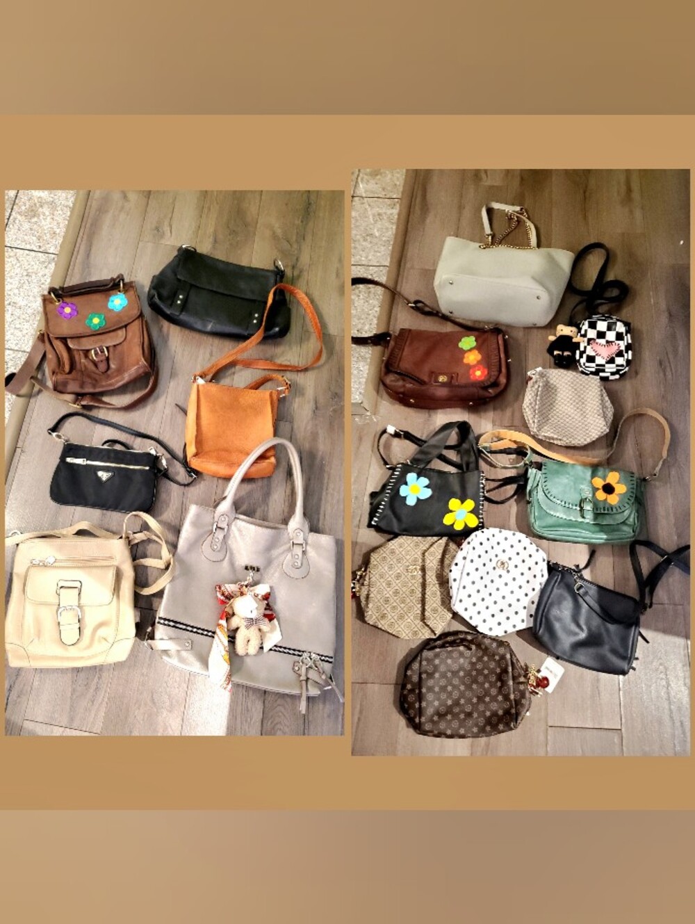 Huge bundle of purses bags totes+charms make up cases Good brands 17++